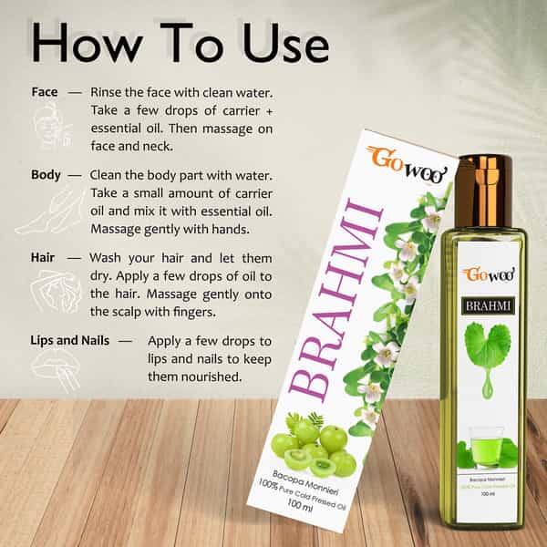 Go Woo 100% Pure Brahmi Carrier Oil Good For Sleep 100 Ml