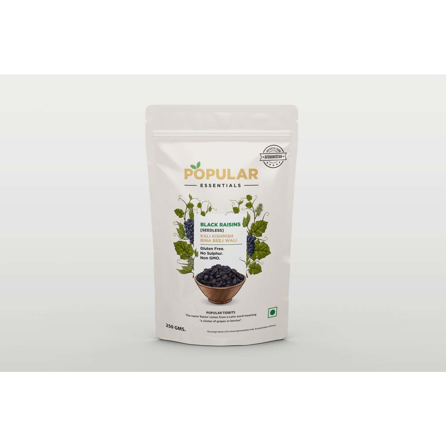 Popular Essentials Afghani Black Raisins Seedless | 250 Gm