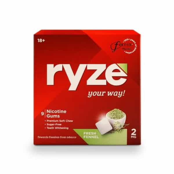 Ryze Nicotine Gum 2Mg | Fresh Fennel | 2Mg | Helps Quit Smoking & Tobacco | 9 Count | Pack Of 15