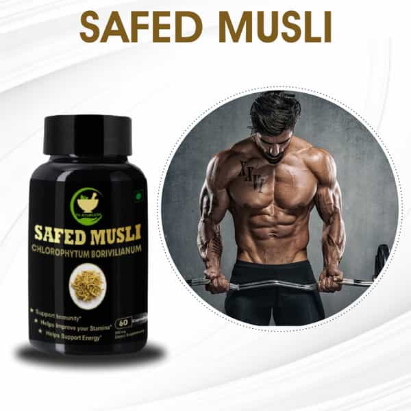 Fij Ayurveda Safed Musli Extract Capsule (Chlorophytum Borivilianum) - 60 Capsule