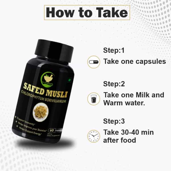 Fij Ayurveda Safed Musli Extract Capsule (Chlorophytum Borivilianum) - 60 Capsule