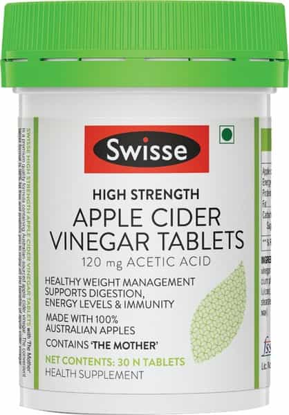 Swisse High Strength Apple Cider Vinegar Tablets Supports Digestion Immunity - 30 Tabs