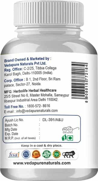 Vedapure Natural Tg Care Thyroid Support Supplement For Men & Women 60 Capsules (Pack Of 1)
