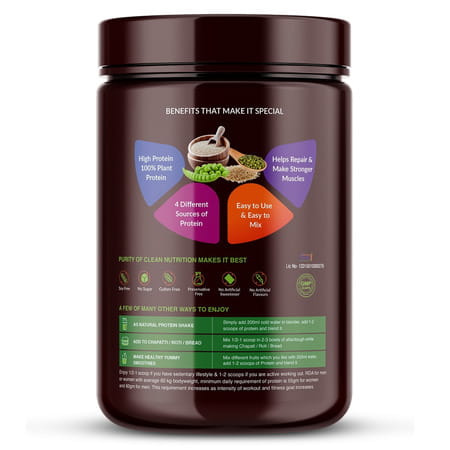 Vegan Greens Everyday All Natural Plant Protein. Clean Protein For Everyday Fitness 500G, Unflavored