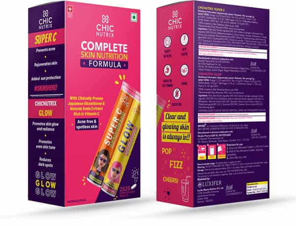 Chicnutrix Complete Skin Nutrition - Glutathione & Vitamin C For Spotless Skin - 2X20 Tabs
