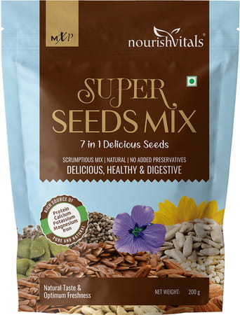 Nourishvitals Healthy Munching Combo |Super Seeds Mix+ Barbeque Sunflower Roasted Seed (200gm Each)