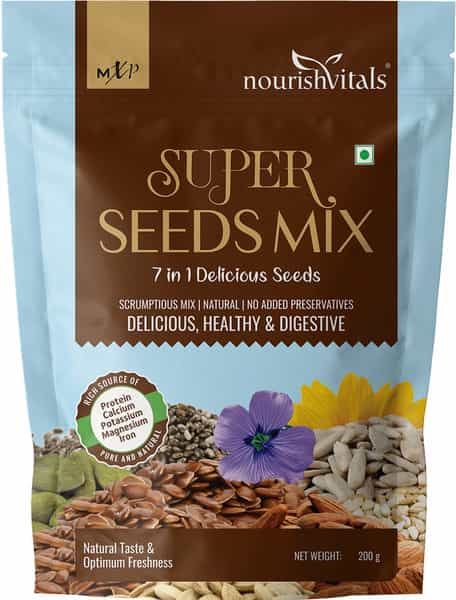 Nourishvitals Healthy Munching Combo |Super Seeds Mix+ Barbeque Sunflower Roasted Seed (200Gm Each)