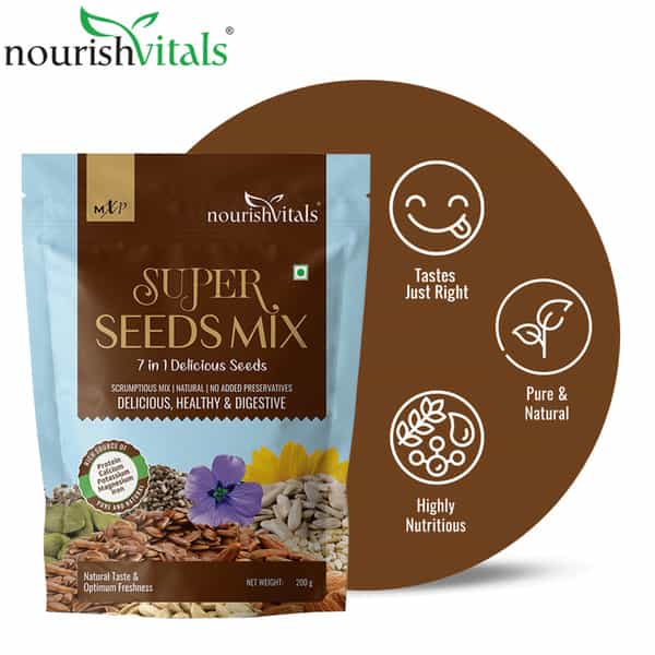 Nourishvitals Healthy Munching Combo |Super Seeds Mix+ Barbeque Sunflower Roasted Seed (200Gm Each)