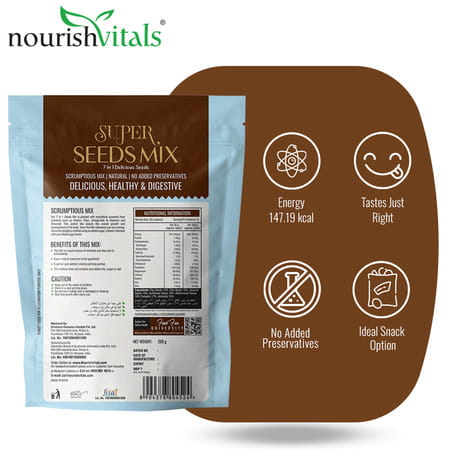 Nourishvitals Healthy Munching Combo |Super Seeds Mix+ Barbeque Sunflower Roasted Seed (200gm Each)