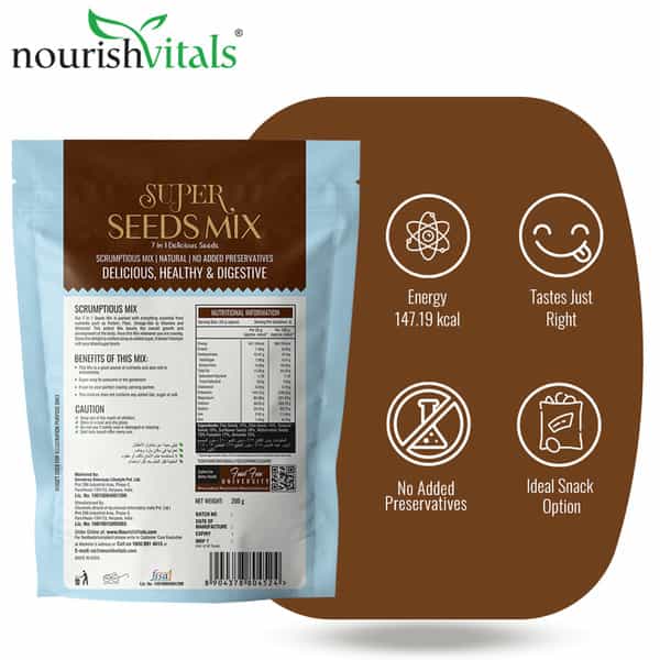 Nourishvitals Healthy Munching Combo |Super Seeds Mix+ Barbeque Sunflower Roasted Seed (200Gm Each)