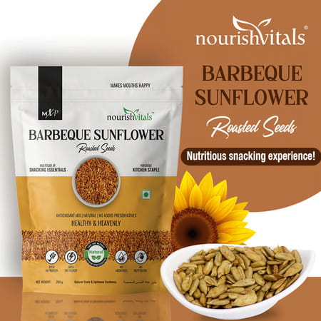 Nourishvitals Healthy Munching Combo |Super Seeds Mix+ Barbeque Sunflower Roasted Seed (200gm Each)