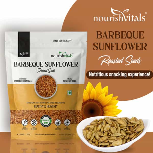 Nourishvitals Healthy Munching Combo |Super Seeds Mix+ Barbeque Sunflower Roasted Seed (200Gm Each)
