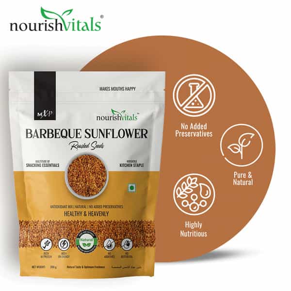 Nourishvitals Healthy Munching Combo |Super Seeds Mix+ Barbeque Sunflower Roasted Seed (200Gm Each)