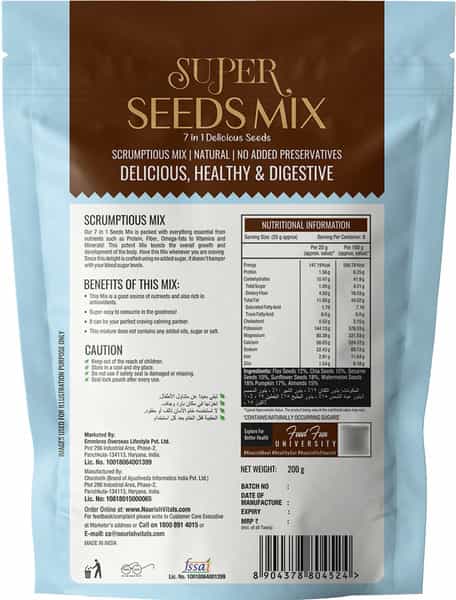 Nourishvitals Healthy Munching Combo |Super Seeds Mix+ Barbeque Sunflower Roasted Seed (200Gm Each)