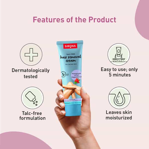 Sirona Hair Removal Cream For Arms Legs Bikini Line & Underarm - 100 Gm
