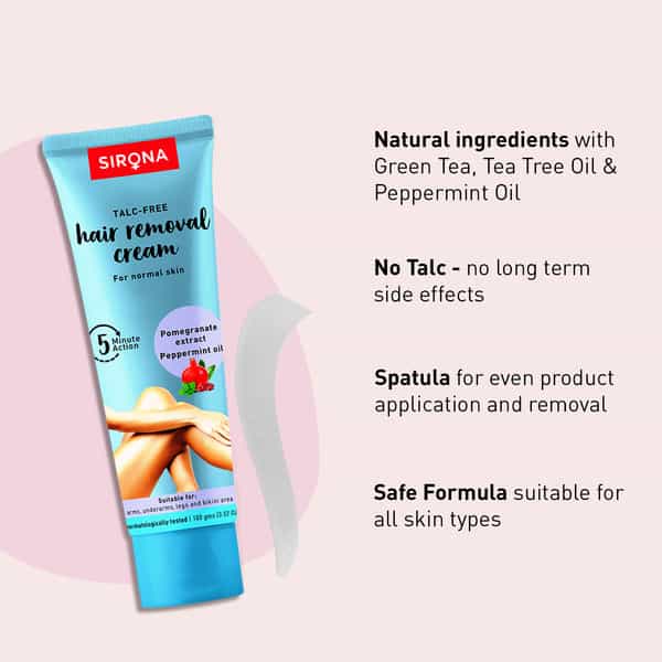 Sirona Hair Removal Cream For Arms Legs Bikini Line & Underarm - 100 Gm