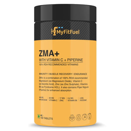 Myfitfuel Zma+ (Zinc | Magnesium | Vitamin B6 | Vitamin C & Piperine 95%) | 180 Tablets