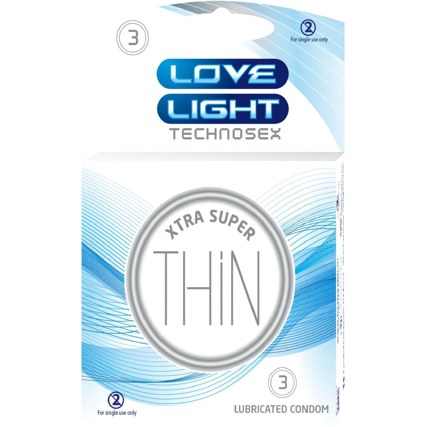 Love Light Xtra Super Thin - Natural Rubber Latex | Extra Lubricated | Reservoir Tip | 0.043um - 3n