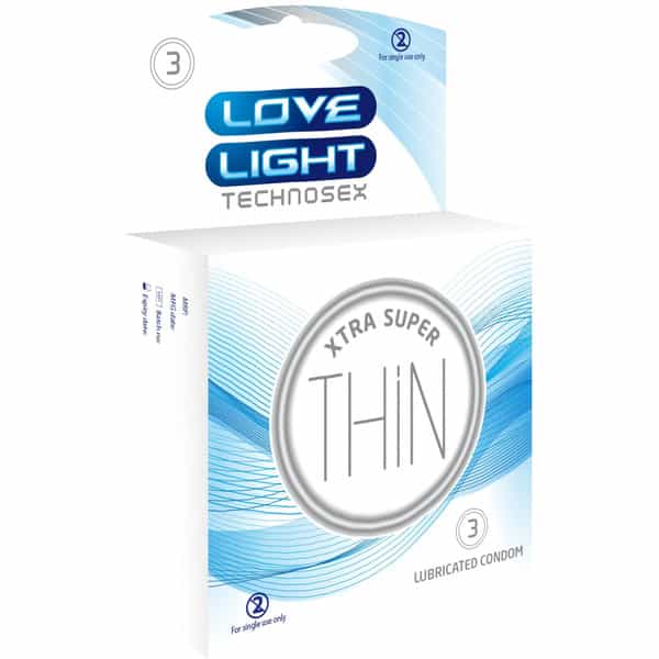 Love Light Xtra Super Thin - Natural Rubber Latex | Extra Lubricated | Reservoir Tip | 0.043Um - 3N