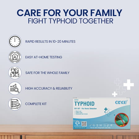 Once Rapid Typhoid Diy Home Detection Kit| 15 Min Instant Blood Test| In-Vitro Diagnostic
