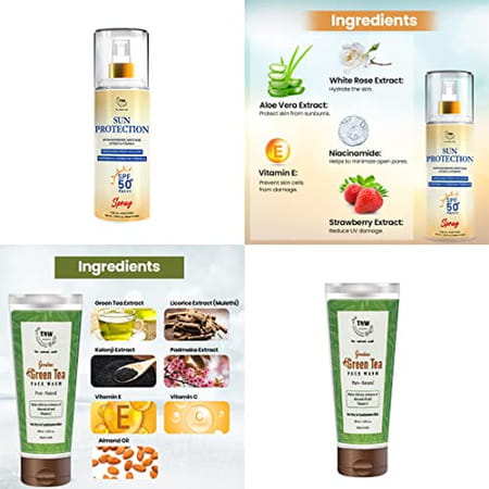 Tnw-The Natural Wash Skincare Combo With Sun Protection Spf 50 Spray & Green Tea Face Wash