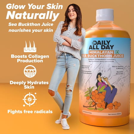 Daily All Day Himalayan Sea Buckthorn Berry Pulp Concentrated Juice 500 Ml X 3