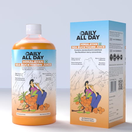 Daily All Day Himalayan Sea Buckthorn Berry Pulp Concentrated Juice 500 Ml X 3
