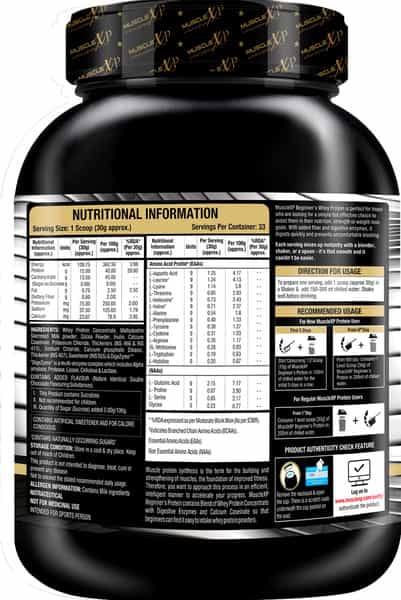 Musclexp Beginner's Protein With Digestive Enzymes (With Whey Protein) Double Chocolate 1Kg (2.2Lb)
