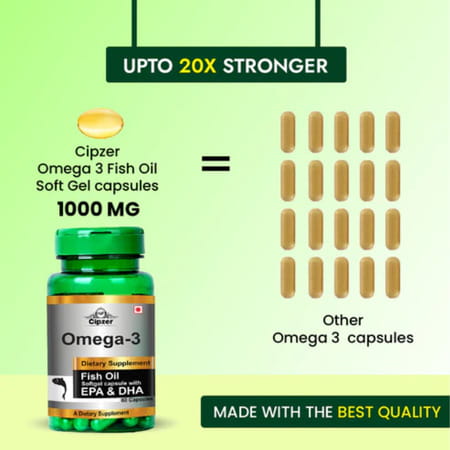 Cipzer Omega-3 Fish Oil Softgel60 Capsules | Supports Heart Health| Energy & Healthy Weight