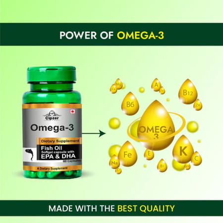Cipzer Omega-3 Fish Oil Softgel60 Capsules | Supports Heart Health| Energy & Healthy Weight