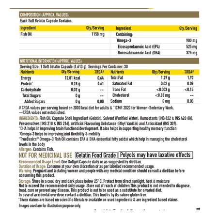 Truebasics Omega 3 Fish Oil Capsules - 30 Capsules