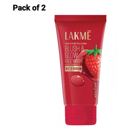 Lak-Me Blush And Glow Hydrating Strawberry Facewash With Vitamin C Serum 100 Gms (Pack Of 2)