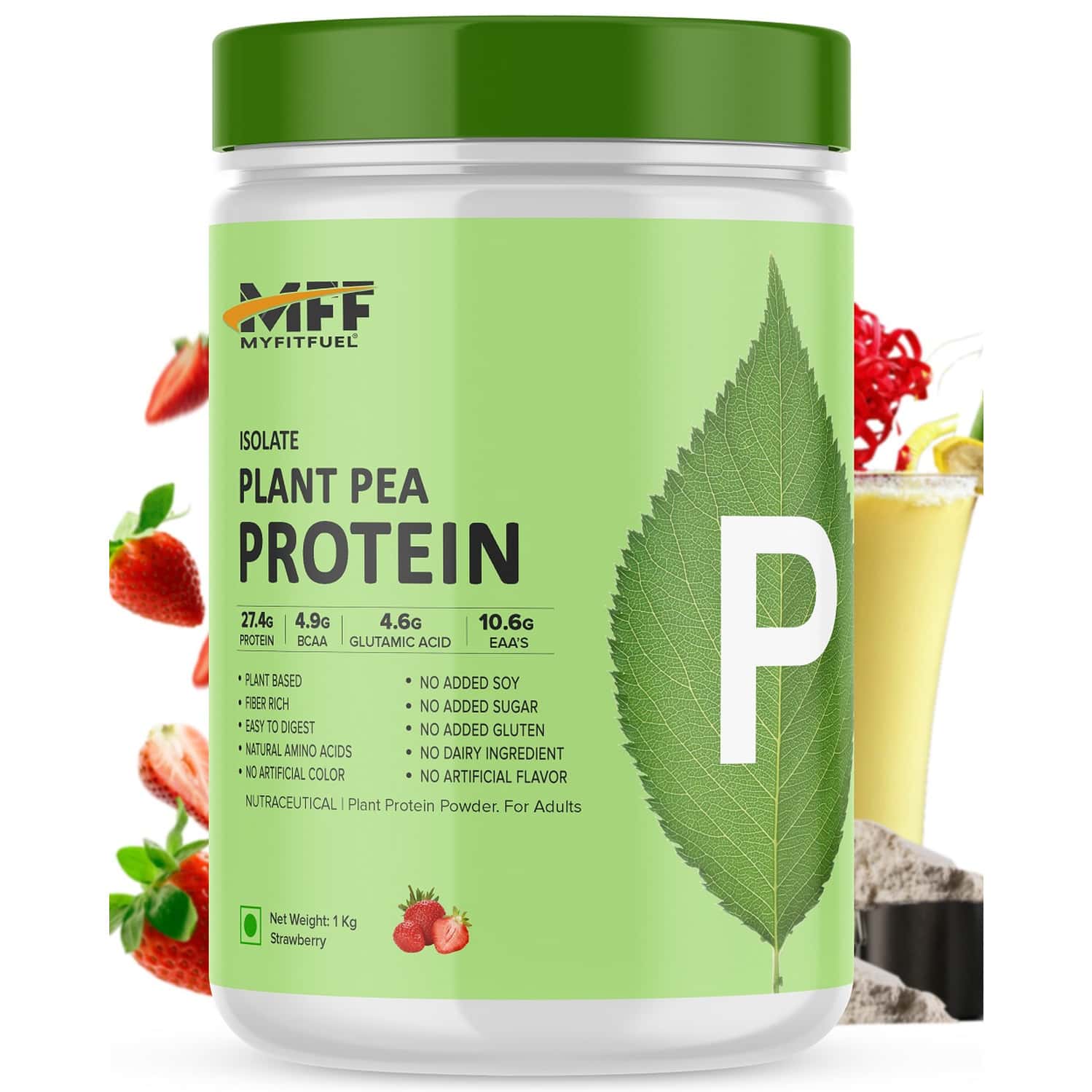 Myfitfuel Mff Plant Pea Protein 1 Kg (2.2 Lbs) Strawberry Burst | Easy To Digest Protein Powder