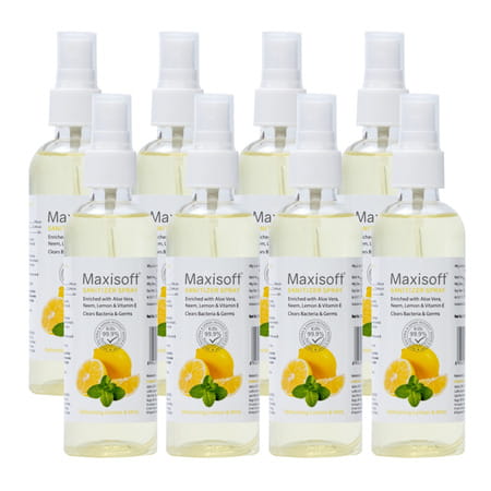 Maxisoft Refreshing Lemon & Mint Sanitizer Spray | Aloe Vera Neem & Vitamin E (120 Ml Pack Of 8)