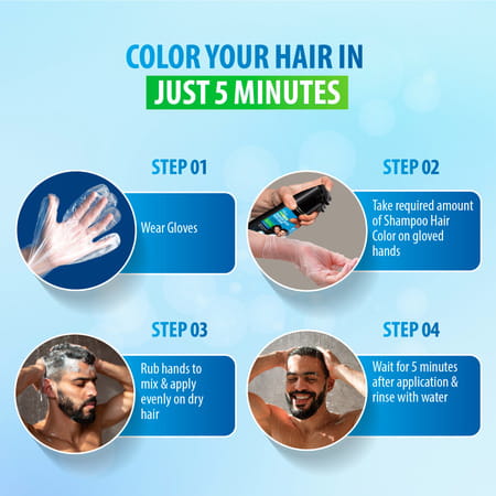 Nisha Quick Hair Color | 5 Minutes Shampoo Hair Colour Original Black 180ml | 5 Weeks Long Lasting