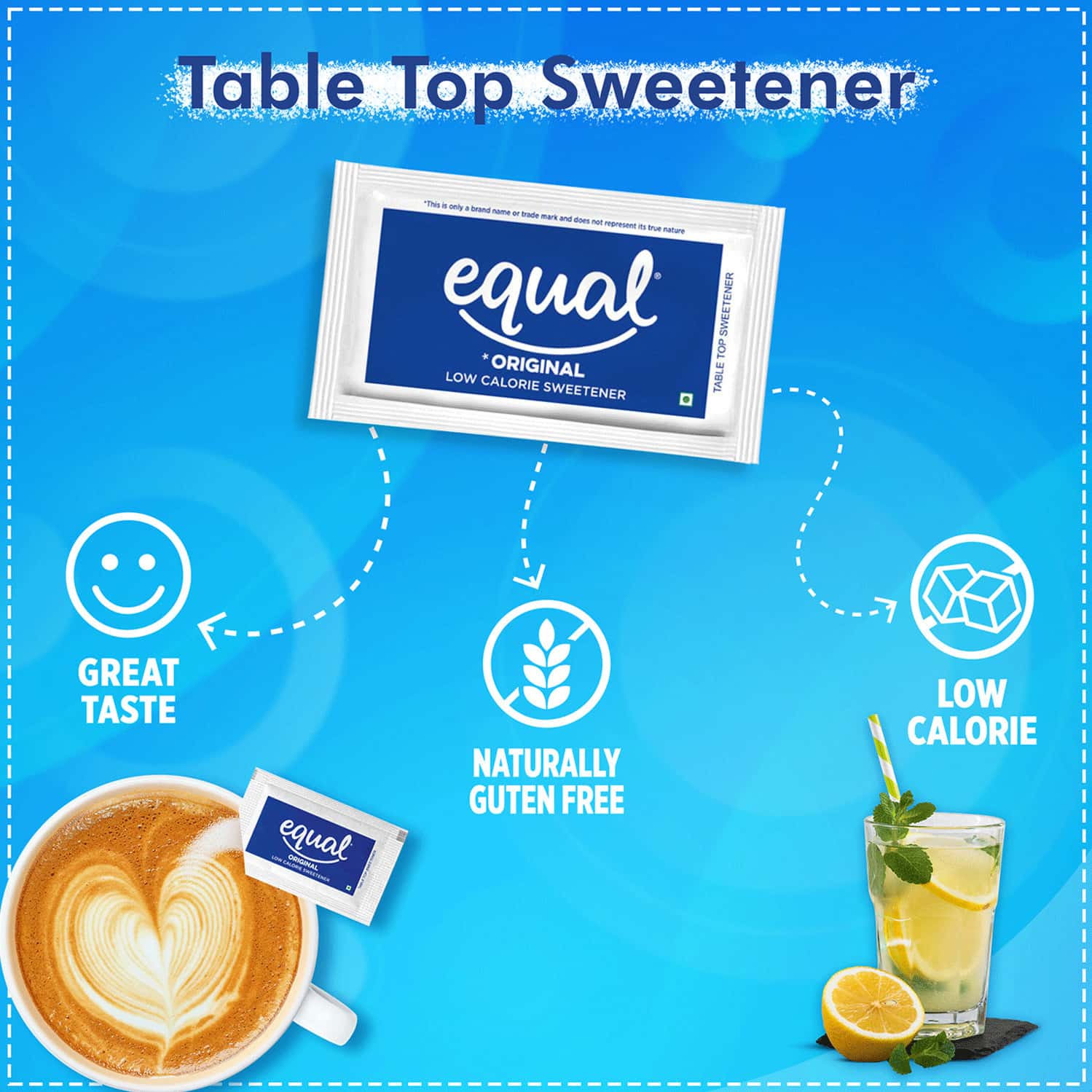 Buy EQUAL SWEETENER SUGAR FREE LOW CALORIES SUGAR CONTROL 100 SACHETS
