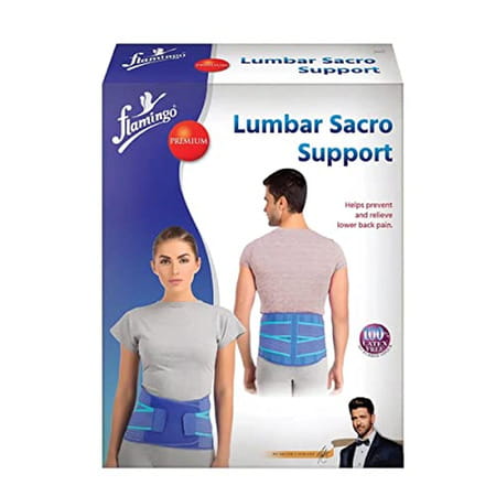 Flamingo Premium Lumbar Sacro Support Belt (L.S. Belt)|Back Brace For Men And Women|Size - Xl (Blue)