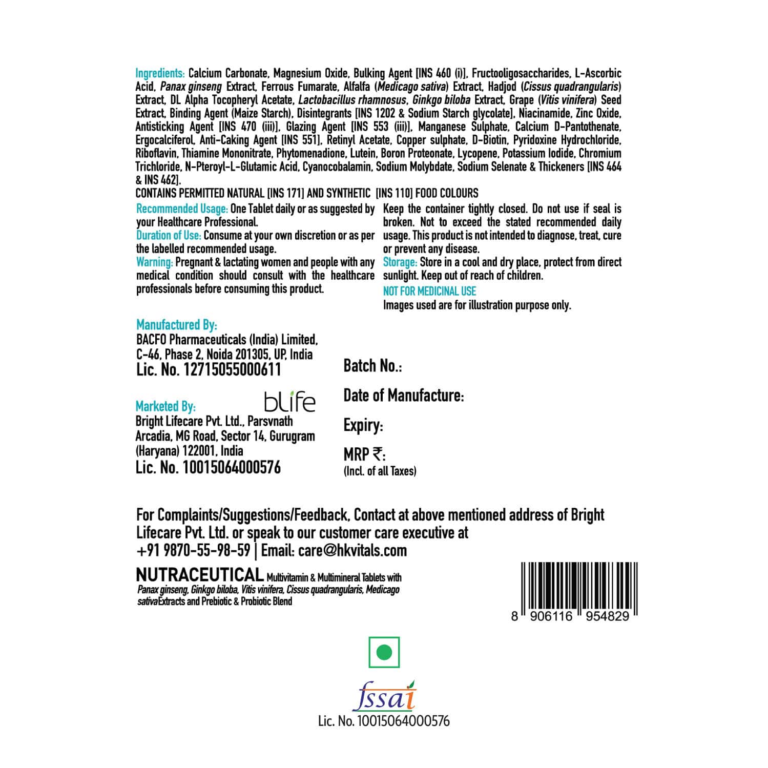 Buy HEALTHKART MULTIVITAMIN WITH PROBIOTICS, WITH VITAMIN C,B,D,ZINC