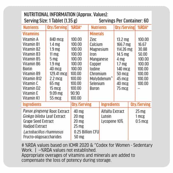 Hk Vitals Multivitamin With Probiotics (120 Tablets) | For Men And Women