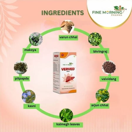 Fine Morning Pharma Verved Ayurvedic Liver Tonic Syrup - Liver Health & Fat Metabolism - 200ml