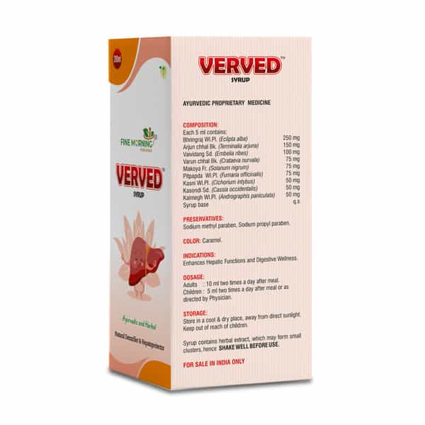 Fine Morning Pharma Verved Ayurvedic Liver Tonic Syrup - Liver Health & Fat Metabolism - 200Ml