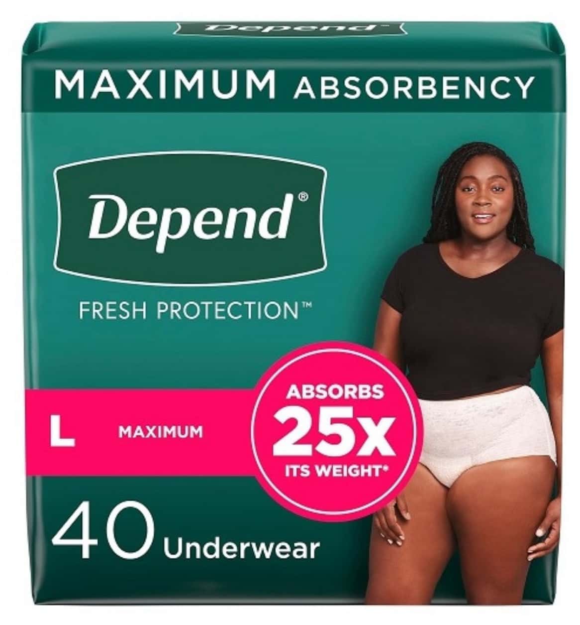 Depend Fit-Flex Incontinence Underwear For Women| Disposable| Maximum Absorbency| Large| Blush| 40n
