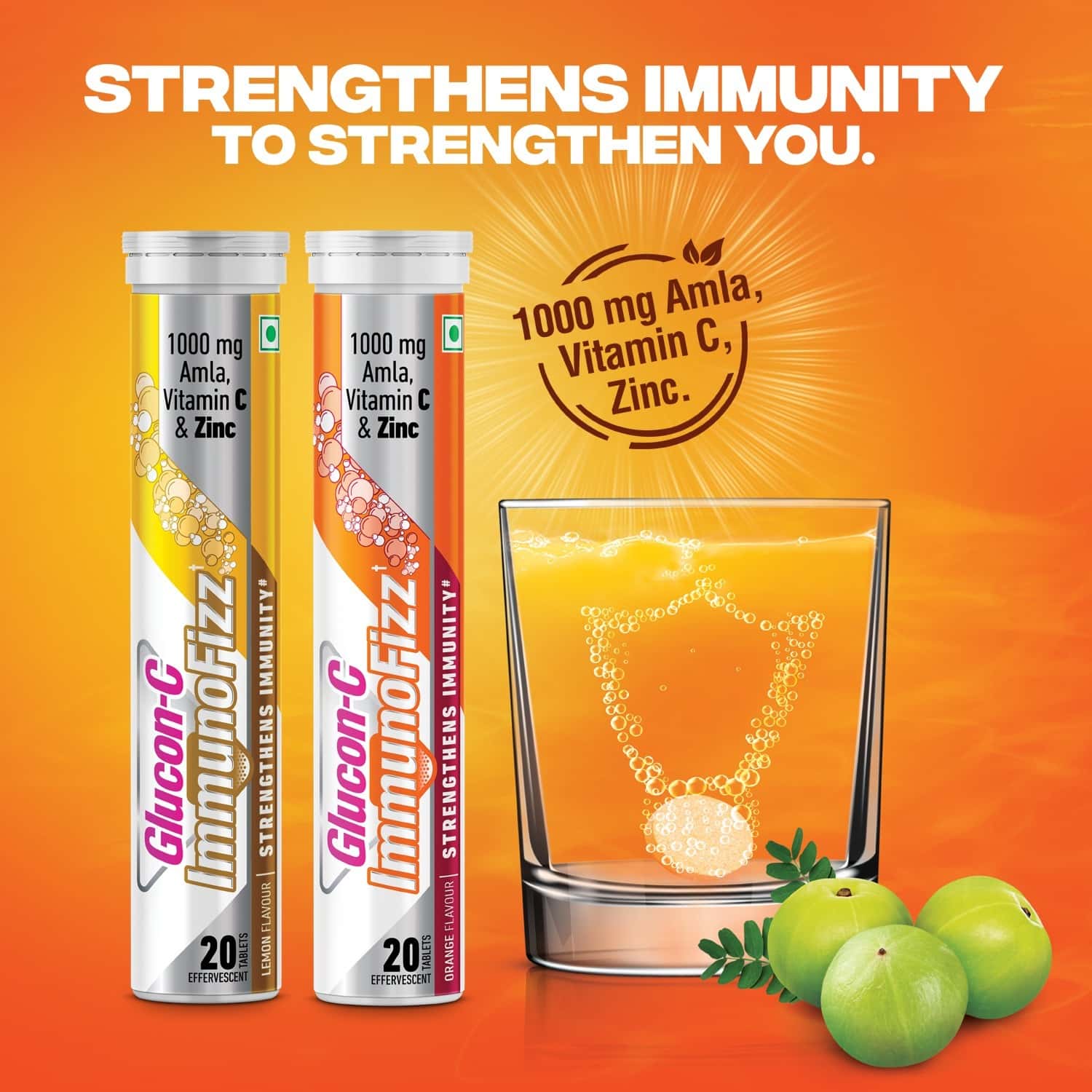 Buy Glucon C Immunofizz Orange Flavored Effervescent Tablets With