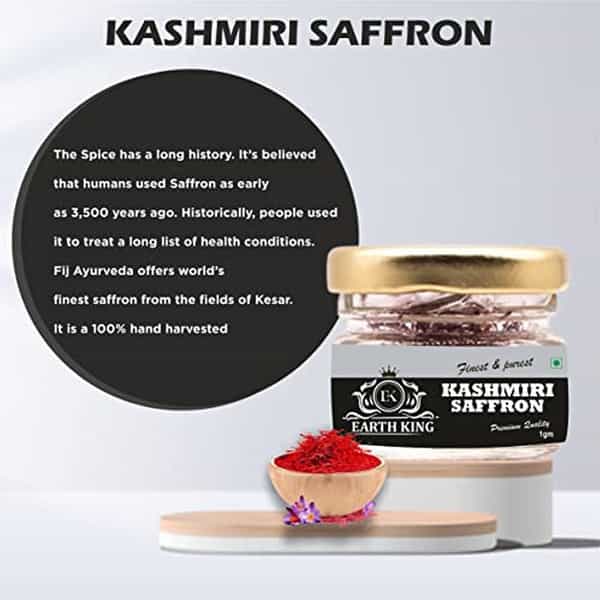 Earth King Pure & Natural A++ Grade Kashmiri Saffron Threads - 1Gm