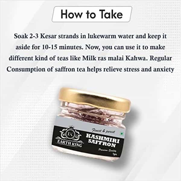Earth King Pure & Natural A++ Grade Kashmiri Saffron Threads - 1Gm