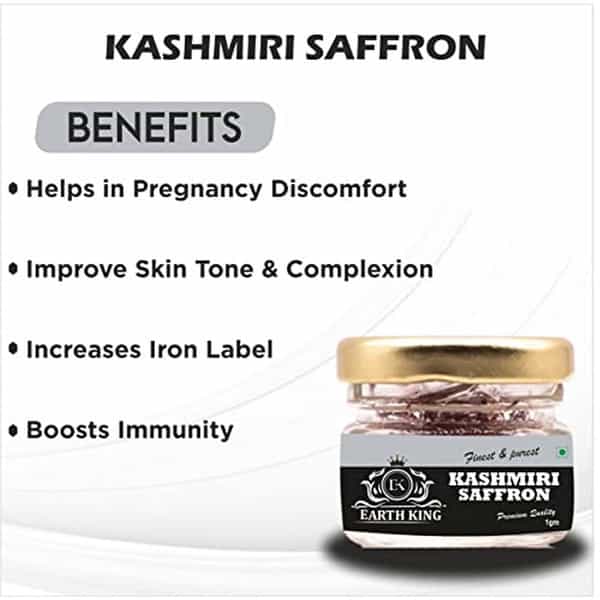 Earth King Pure & Natural A++ Grade Kashmiri Saffron Threads - 1Gm