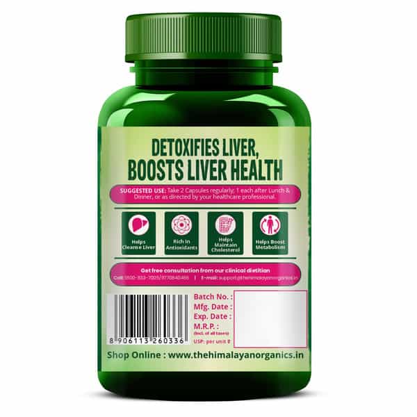 Vlado's Himalayan Organics Milk Thistle Extract Silymarin 800Mg/Serve-120 Veg Capsules