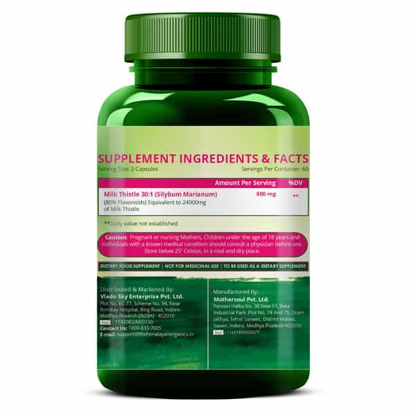 Vlado's Himalayan Organics Milk Thistle Extract Silymarin 800Mg/Serve-120 Veg Capsules