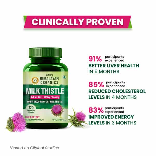 Vlado's Himalayan Organics Milk Thistle Extract Silymarin 800Mg/Serve-120 Veg Capsules