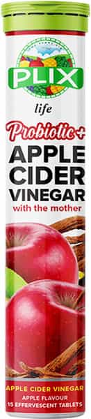 Plix Probiotics+ Apple Cider Vinegar 15 Effervescent Tablets Pack Of 1 Bottle (Apple)